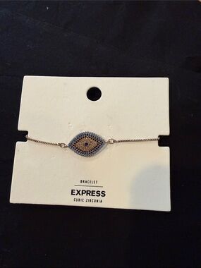Express Blue and Gold Pavé Evil Eye Bracelet